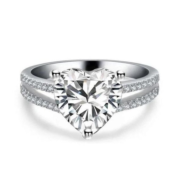 🔥Sweet Pure CZ Double Layer Diamonds Lovely Heart Rings for Women,MARR9056 - Picture 1 of 5